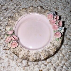 Floral Pink and Gold Trinket Dish
